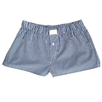 Women's Y2k Pajamas Shorts Cute Plaid Pj Short Pants Flannel Lounge Sleep Shorts Bottoms Elastic Waist Baggy Boxers Tracksuit