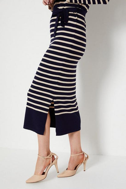 Stripe Belted Knitted Dress