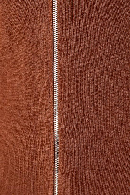 Zip Detail Knitted Midi Dress